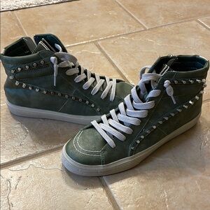 Green High-Top Sneakers with Studded Detail